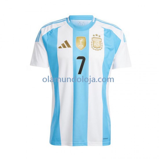 Camisola Argentina De Paul 7 Homem Equipamento Primeiro 2024 Manga Curta